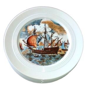 Melitta‎ Breakfast Plates Set of 16th Century Spanish Galleon Clipper Tall Ships